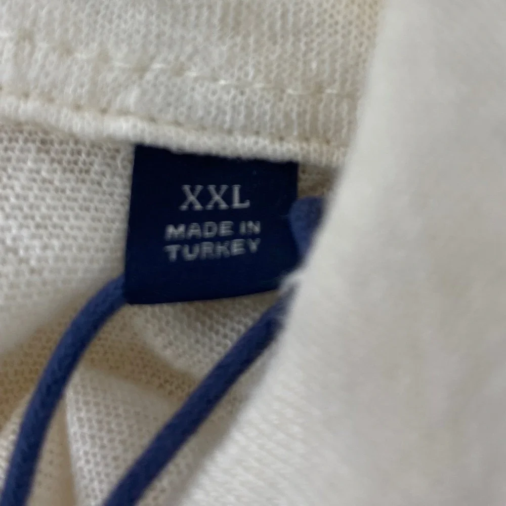 Faherty Polo Mens 2XL Ivory Short Sleeve Linen Coastal Breathable Light Resort